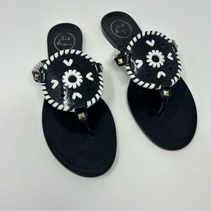 Jack Rogers Georgica Jelly Sandals Black & White‎ | Size 8